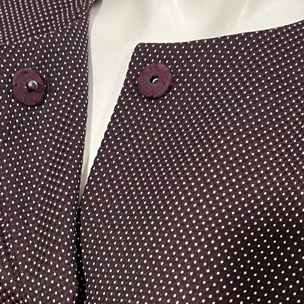 Ann Taylor Blazer 8T Dark Purple beige polka dot long sleeve snap button office - Picture 4 of 7